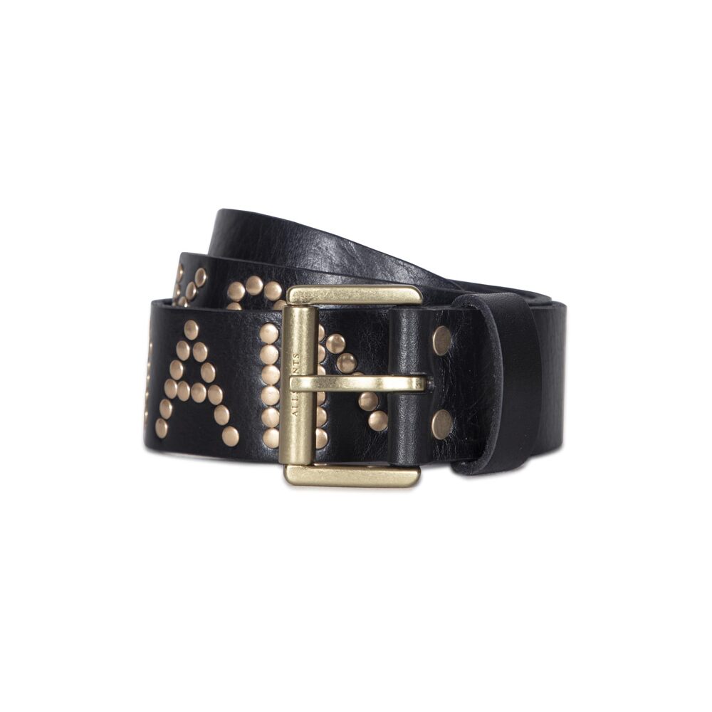 3748 Women's 1.5 Inch Rocks Studded Leather Belt, Roller Buckle, Adjustable